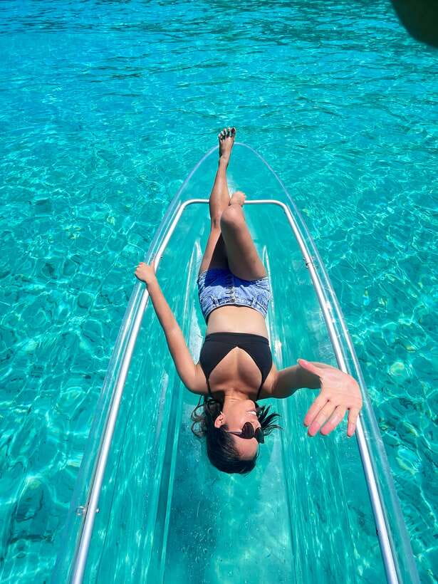Boracay - Crystal Kayak phot-op Experience - Getting into the renewed crystal kayak