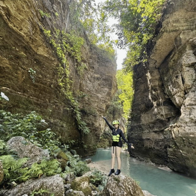 Kawasan Falls Canyoneering Transfers from Cebu with Lunch - Getting fitted with helmets, life jackets, and other gear