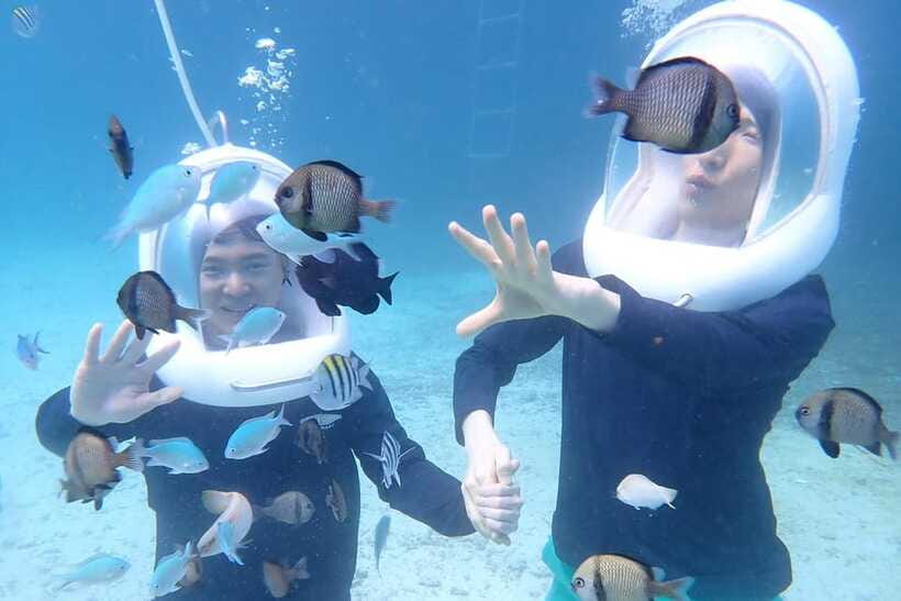 Panglao: Helmet Diving Experience with Photos and Videos - Reaching the reef from Alona Beach